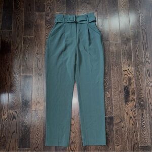 Aritzia High-Waist Belted Tapered Pants - Forest Green